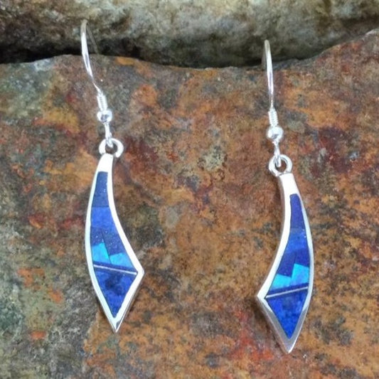 David Rosales Blue Sky Fancy Inlaid Sterling Silver Earrings