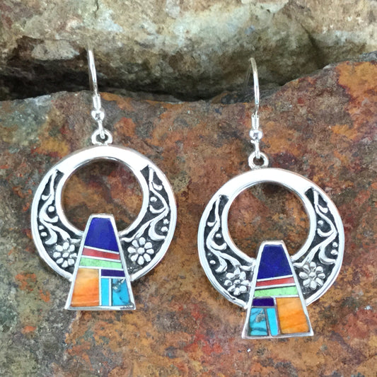 David Rosales Indian Summer Inlaid Sterling Silver Earrings