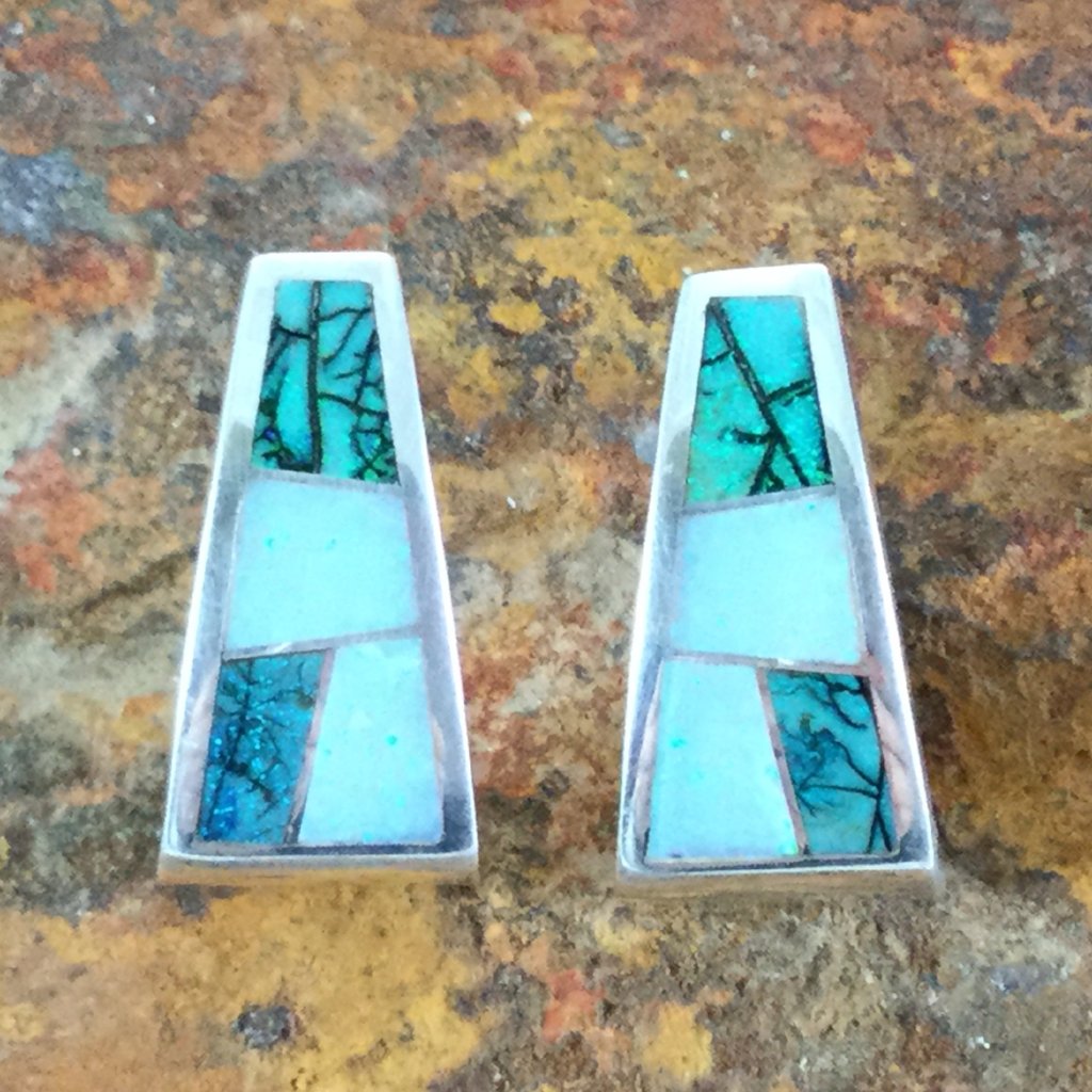 David Rosales Rio Verde Inlaid Sterling Silver Earrings