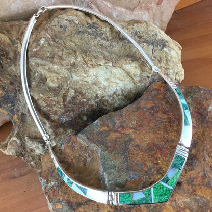 David Rosales Rio Verde Inlaid Sterling Silver Necklace