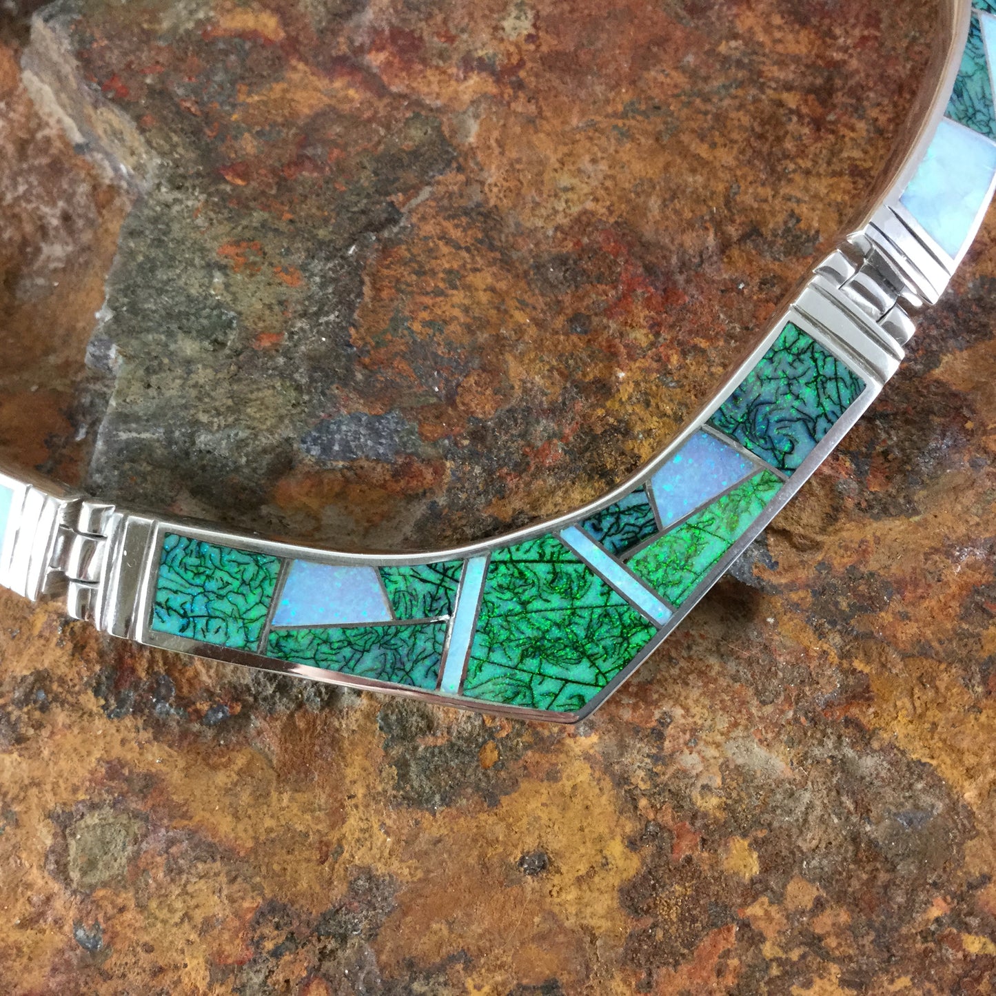 David Rosales Rio Verde Inlaid Sterling Silver Necklace