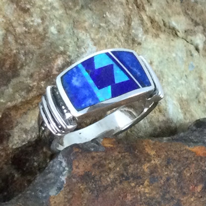 David Rosales Blue Sky Inlaid Sterling Silver Ring