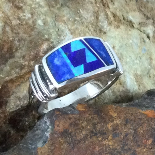 David Rosales Blue Sky Inlaid Sterling Silver Ring