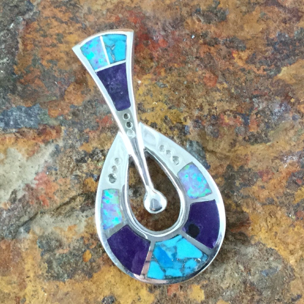 David Rosales Shalako Inlaid Sterling Silver Pendant