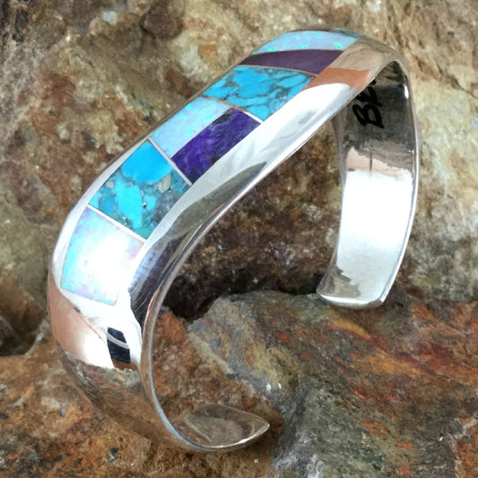 David Rosales Shalako Inlaid Sterling Silver Bracelet