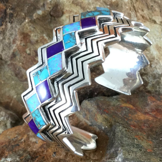 David Rosales Shalako Inlaid Sterling Silver Bracelet