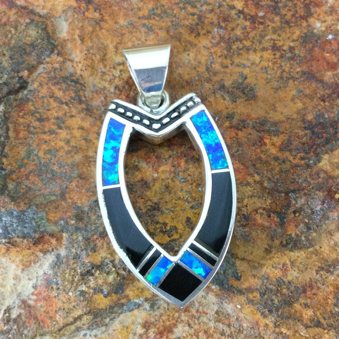 David Rosales Black Beauty Inlaid Sterling Silver Pendant