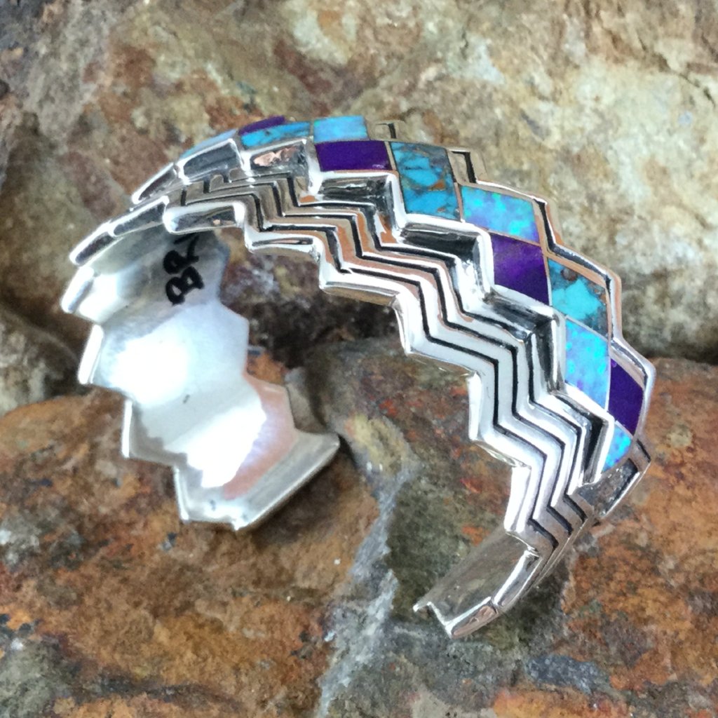 David Rosales Shalako Inlaid Sterling Silver Bracelet