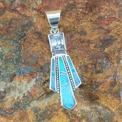 David Rosales Amazing Light Inlaid Sterling Silver Pendant