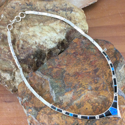 David Rosales Black Beauty Inlaid Sterling Silver Necklace