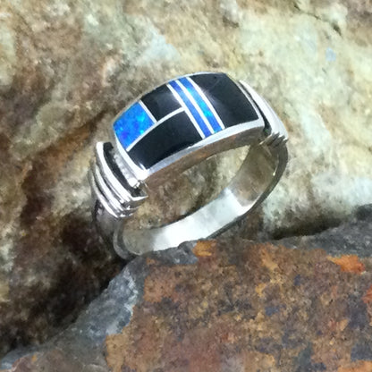 David Rosales Black Beauty Inlaid Sterling Silver Ring