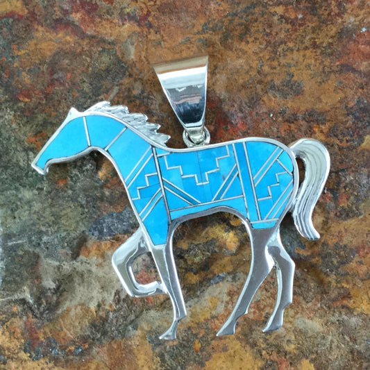 Arizona Blue Inlaid Sterling Silver Pendant