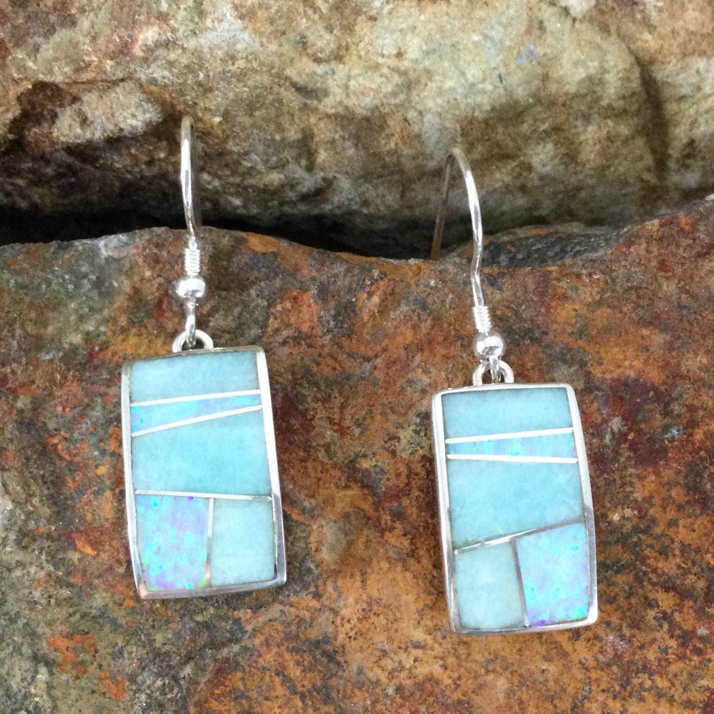 David Rosales Amazing Light Inlaid Sterling Silver Earrings