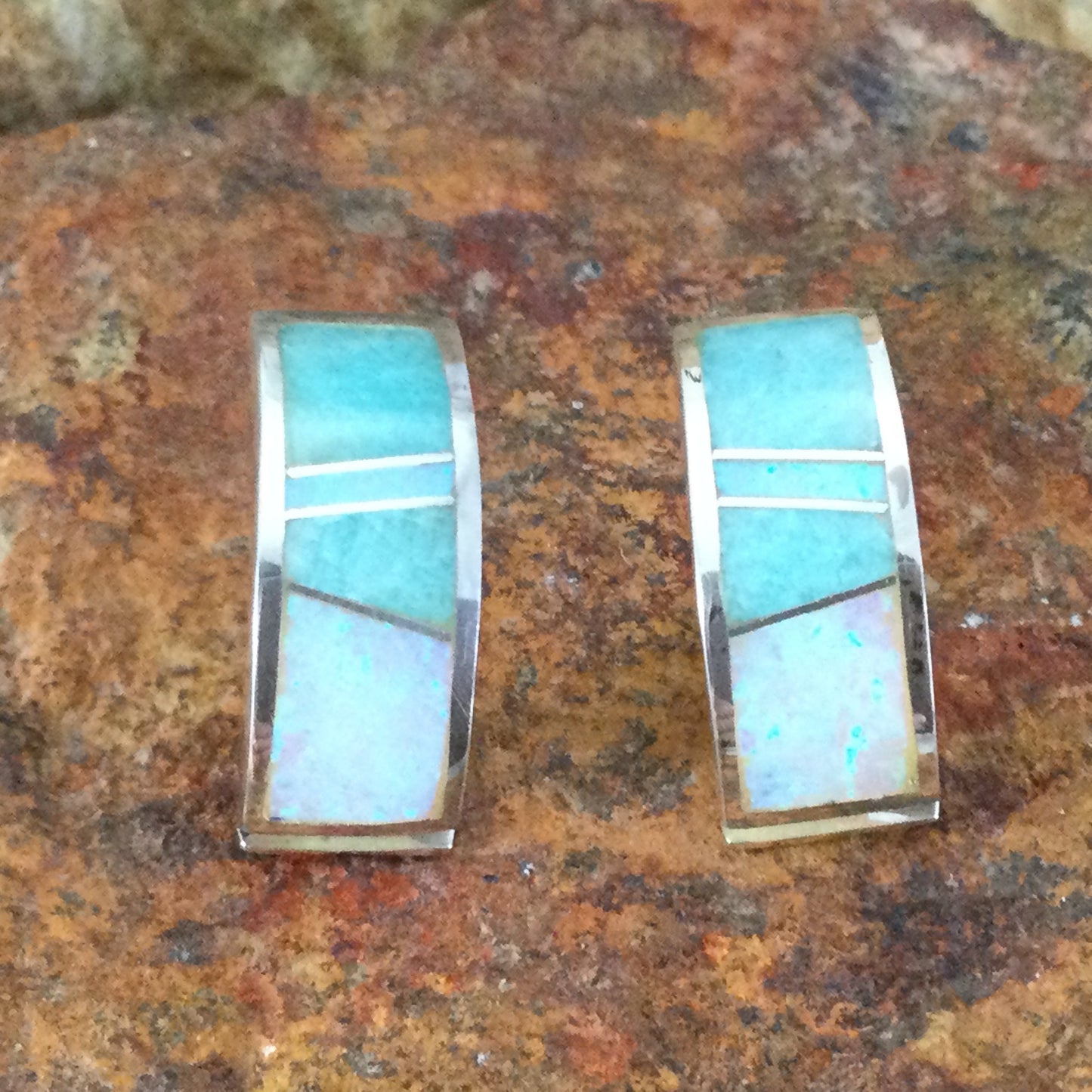 David Rosales Amazing Light Inlaid Sterling Silver Earrings