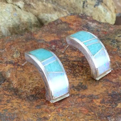 David Rosales Amazing Light Inlaid Sterling Silver Earrings