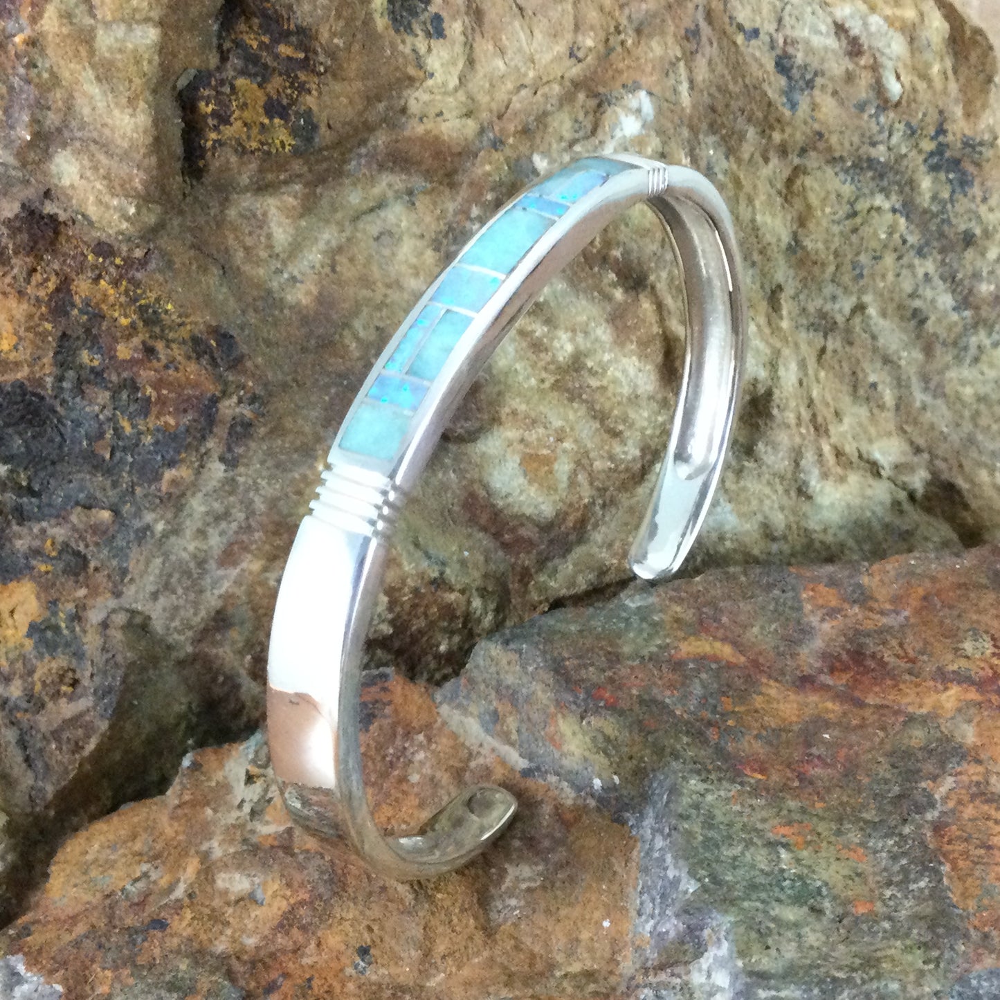 David Rosales Amazing Light Inlaid Sterling Silver Bracelet