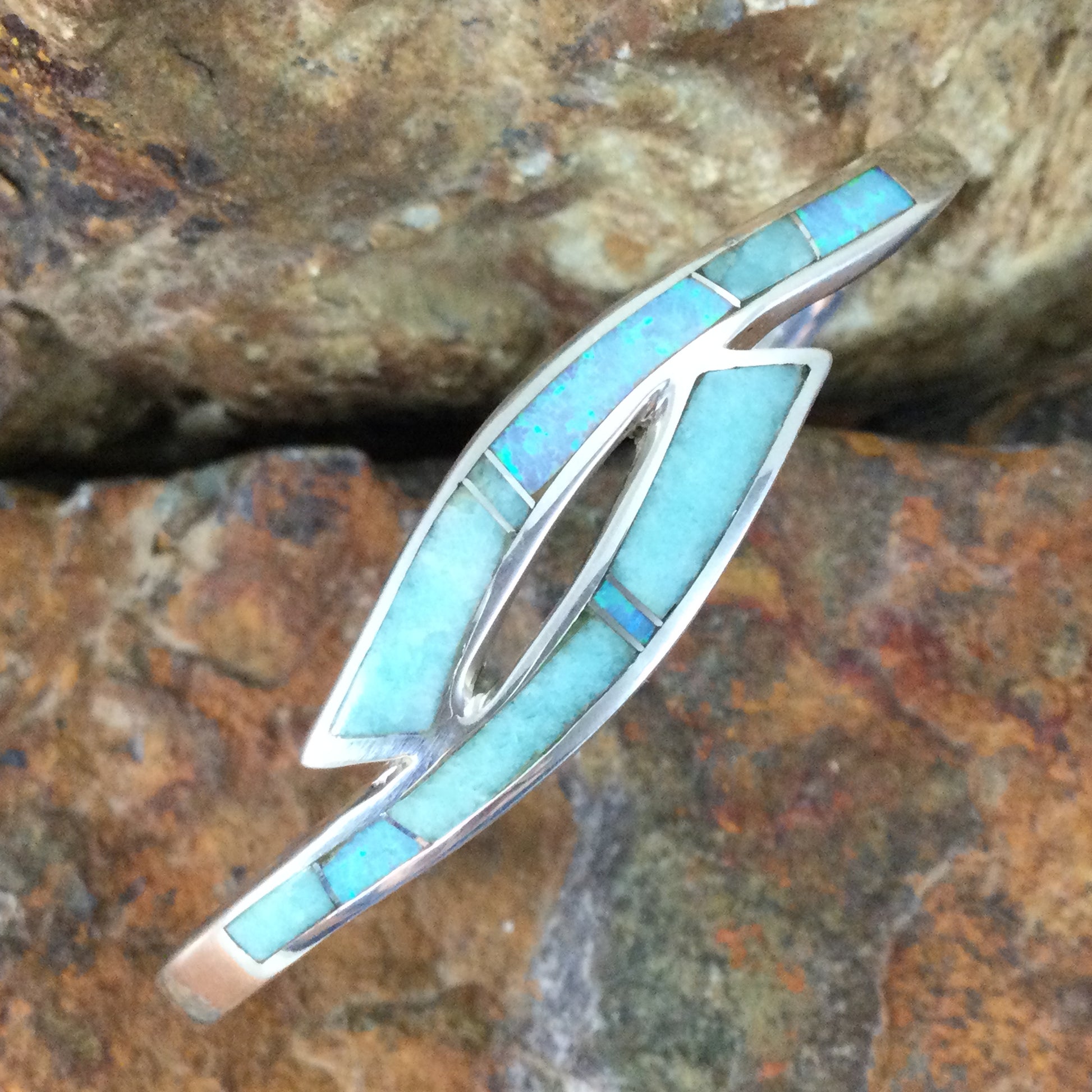 David Rosales Amazing Light Inlaid Sterling Silver Bracelet