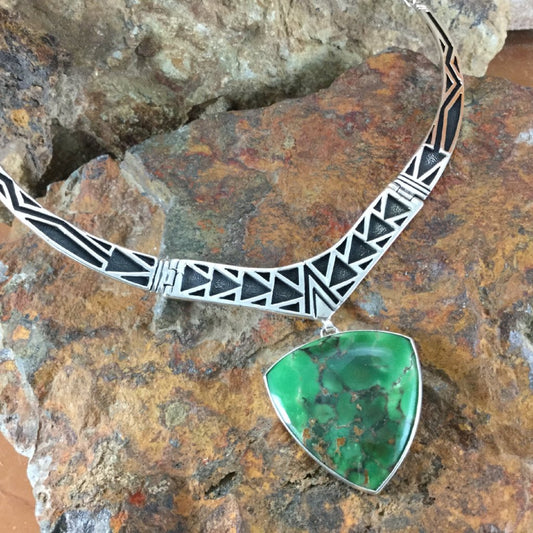 David Rosales Australian Inlaid Variscite Sterling Silver Necklace