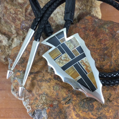 David Rosales Native Earth Inlaid Sterling Silver Bolo Tie