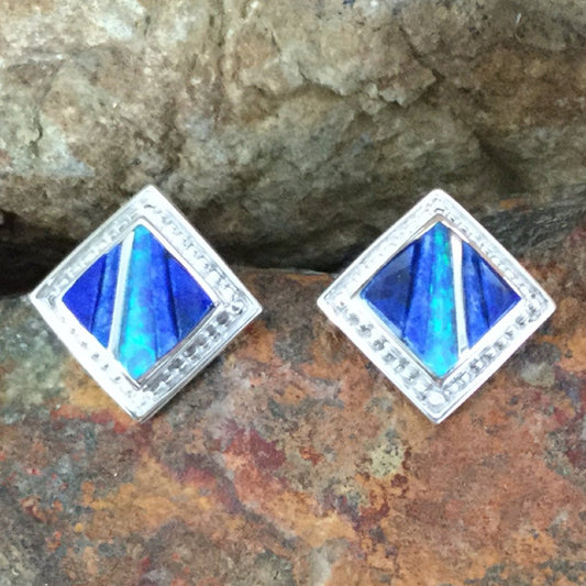 David Rosales Blue Sky Cobble Inlaid Sterling Silver Earrings