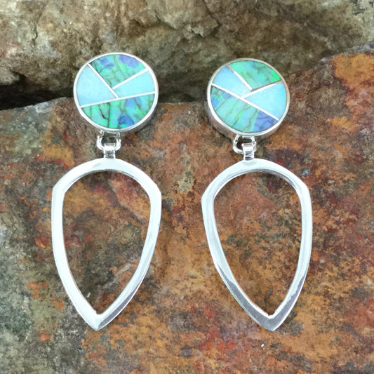 David Rosales Australian Variscite Inlaid Sterling Silver Earrings