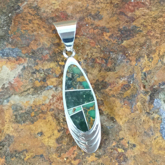 David Rosales Australian Variscite Inlaid Sterling Silver Pendant