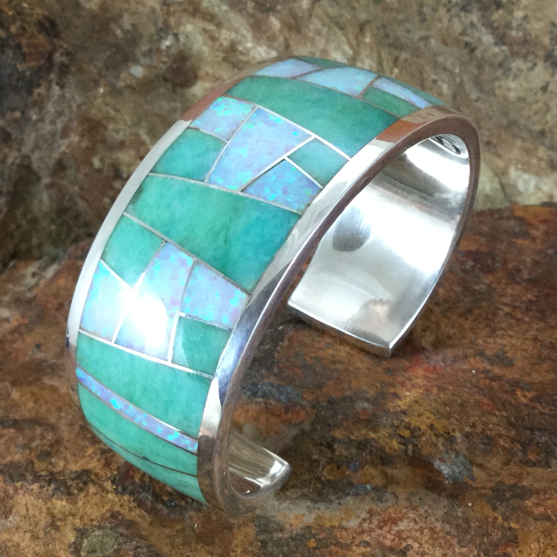 David Rosales Inlaid Sterling Silver Bracelet