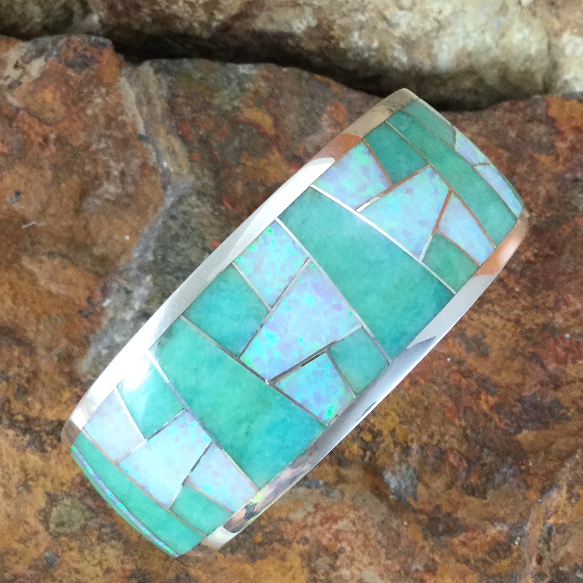 David Rosales Inlaid Sterling Silver Bracelet