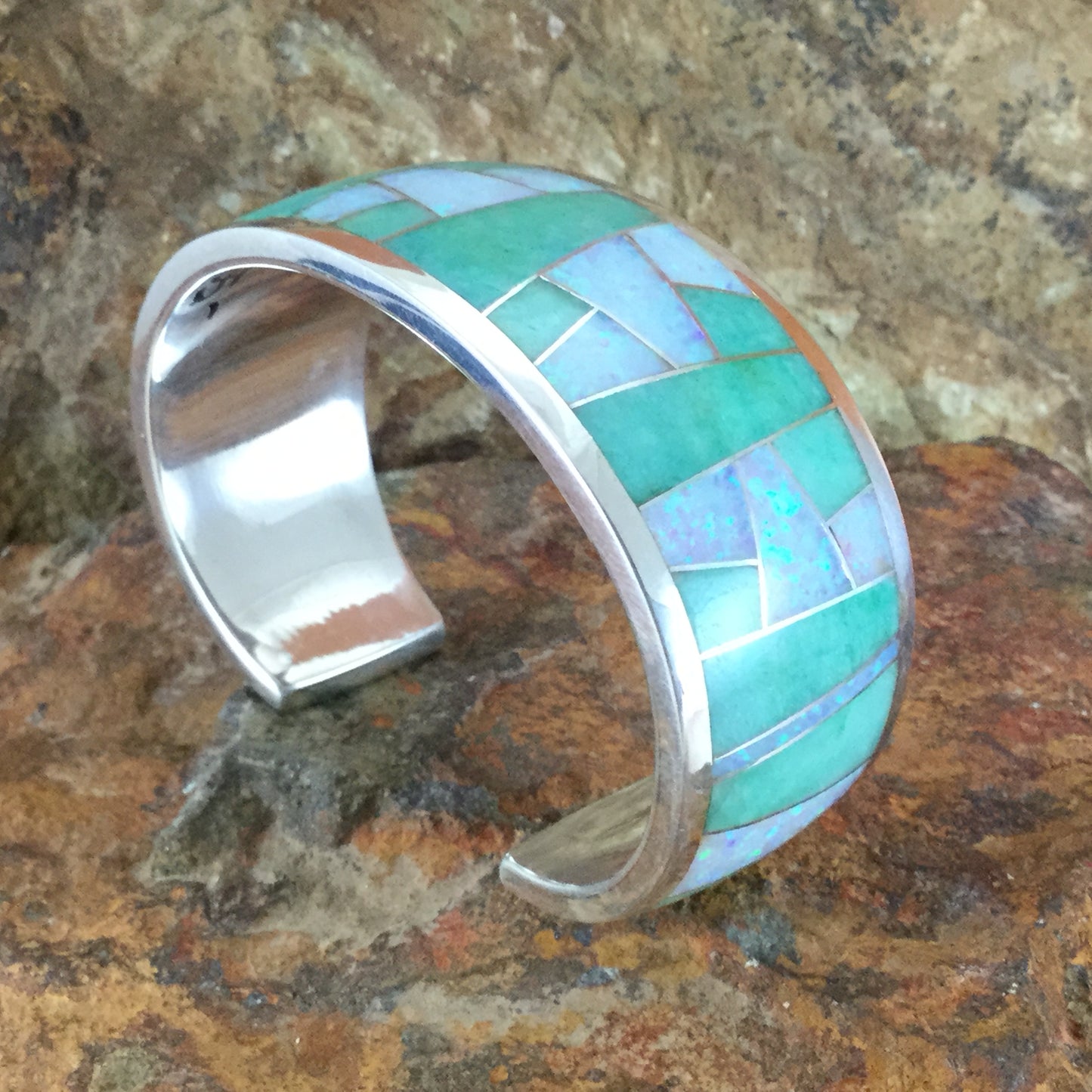 David Rosales Inlaid Sterling Silver Bracelet