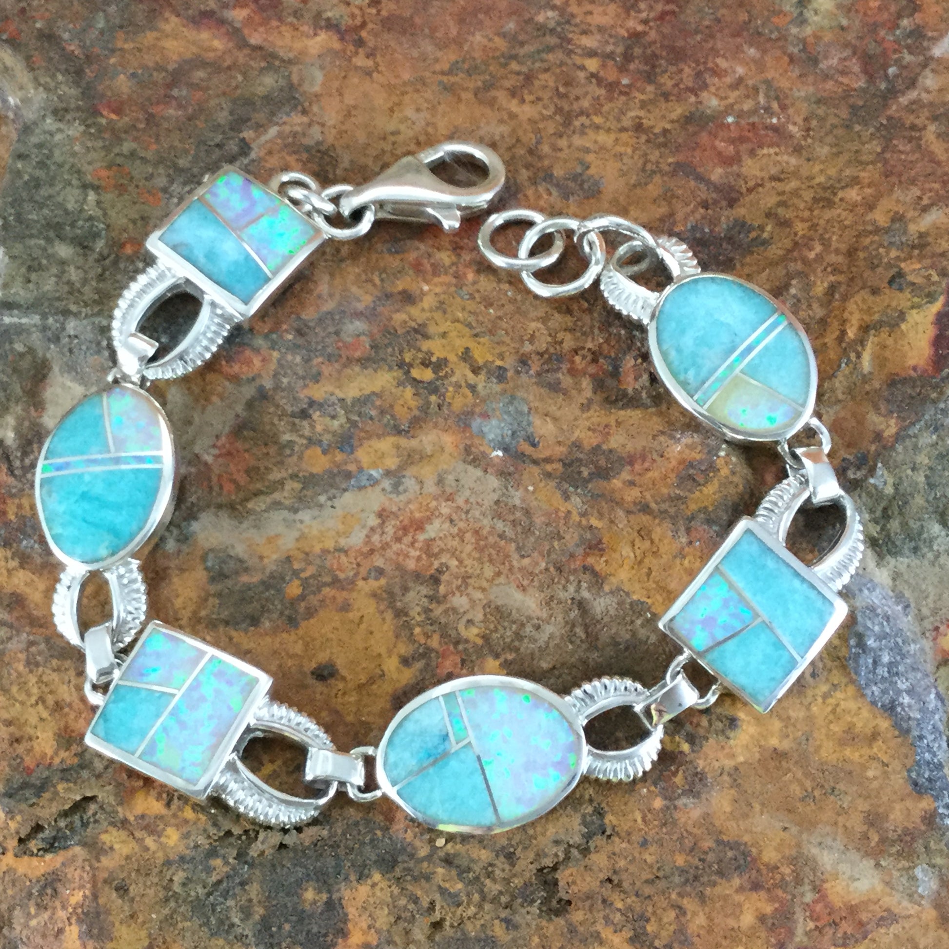 David Rosales Amazing Light Inlaid Sterling Silver Bracelet