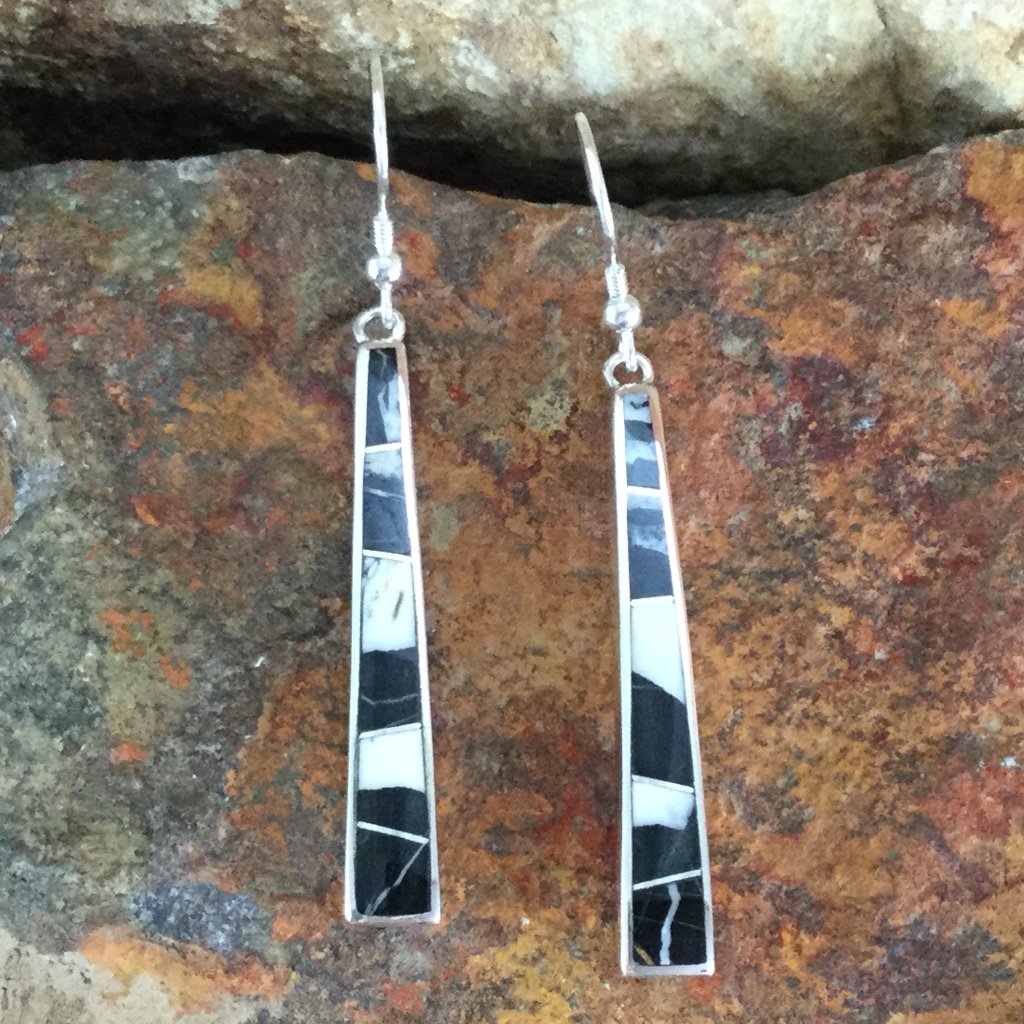 David Rosales White Buffalo Inlaid Sterling Silver Earrings