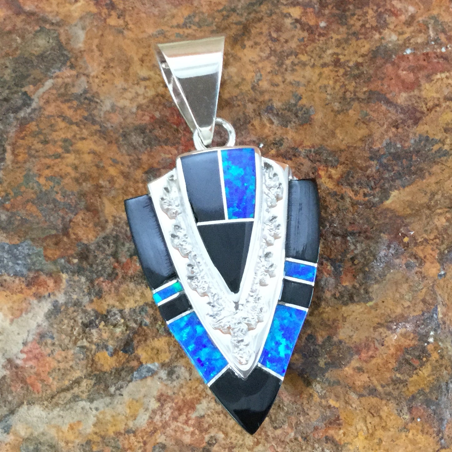 David Rosales Black Beauty Inlaid Sterling Silver Pendant