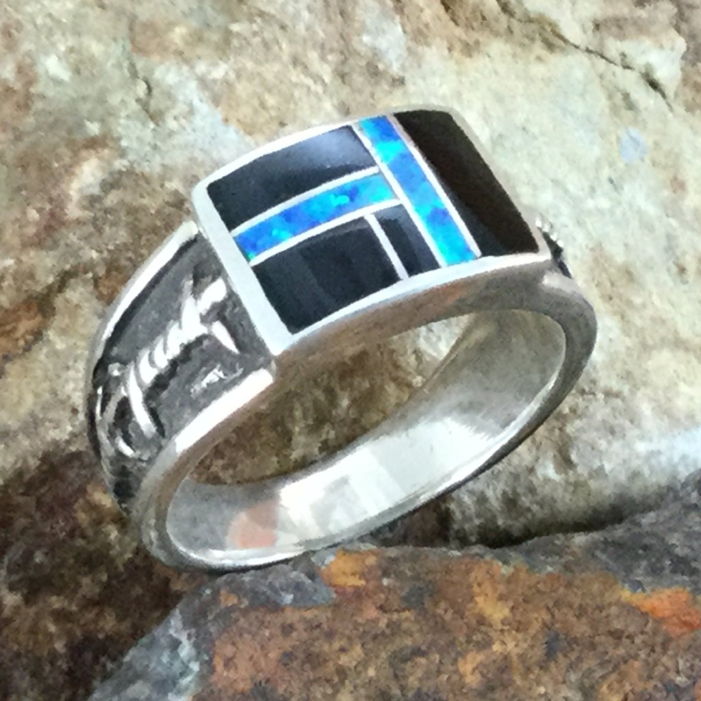 David Rosales Black Beauty Inlaid Sterling Silver Ring