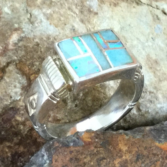 David Rosales Amazing Light Inlaid Sterling Silver Ring