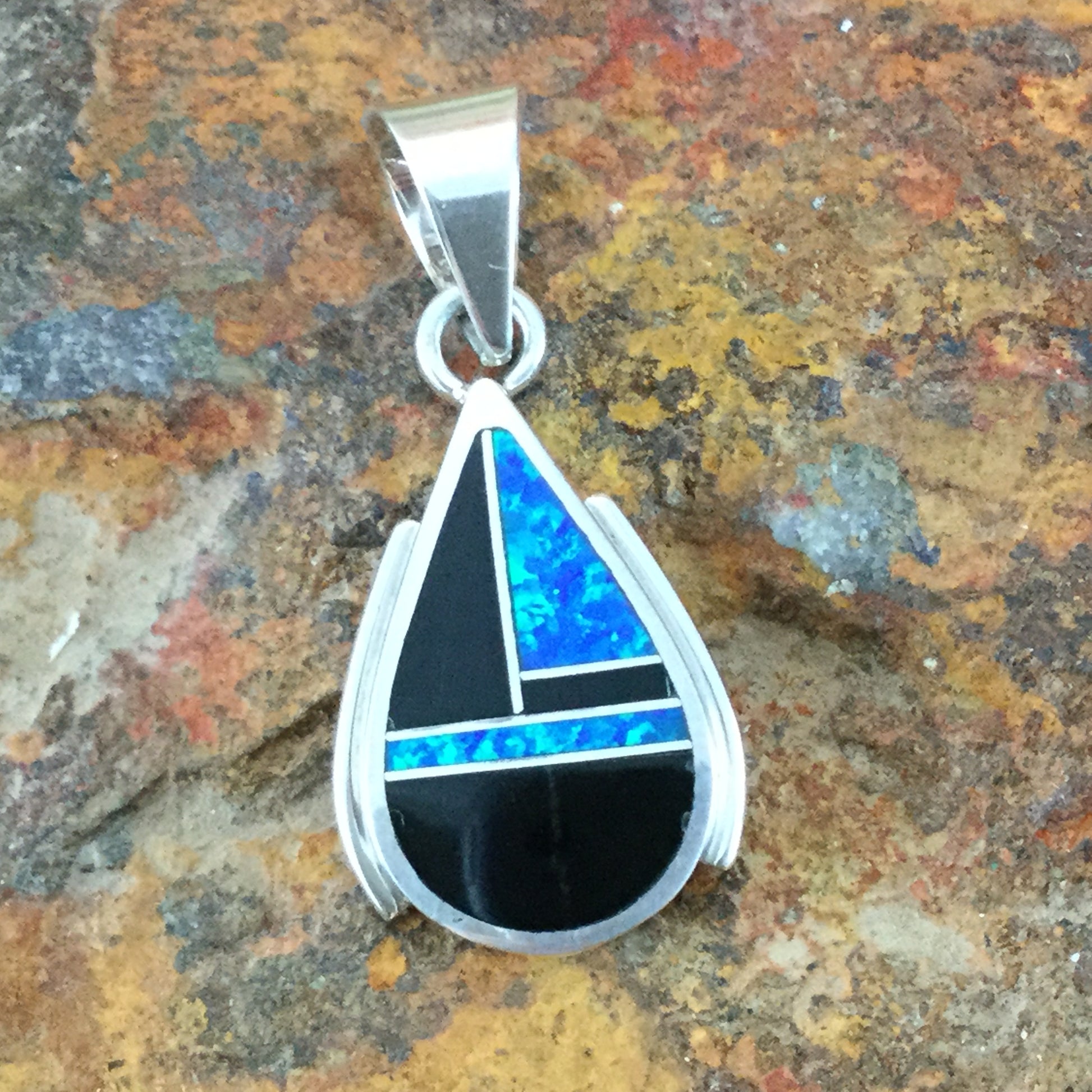 David Rosales Black Beauty Inlaid Sterling Silver Pendant