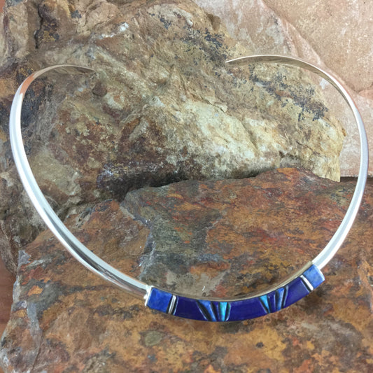 David Rosales Blue Sky Inlaid Sterling Silver Necklace