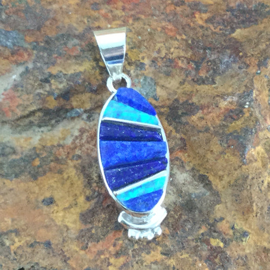 David Rosales Blue Sky Inlaid Sterling Silver Pendant