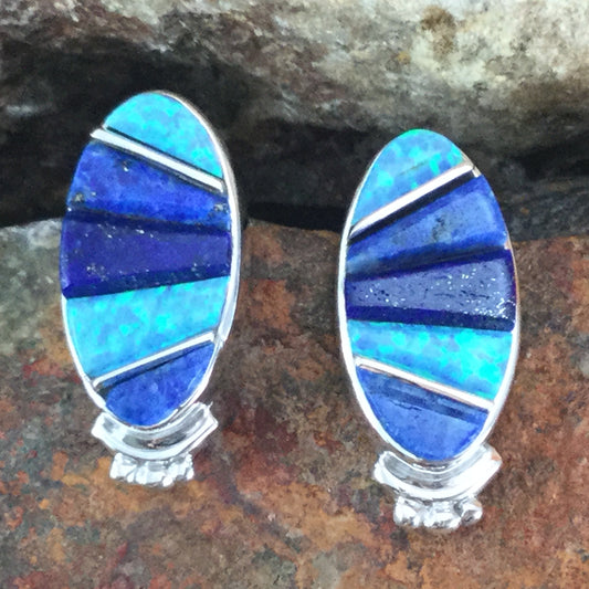 David Rosales Blue Sky Inlaid Sterling Silver Earrings