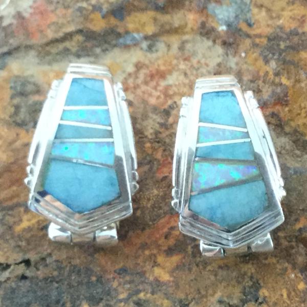 David Rosales Amazing Light Inlaid Sterling Silver Earrings