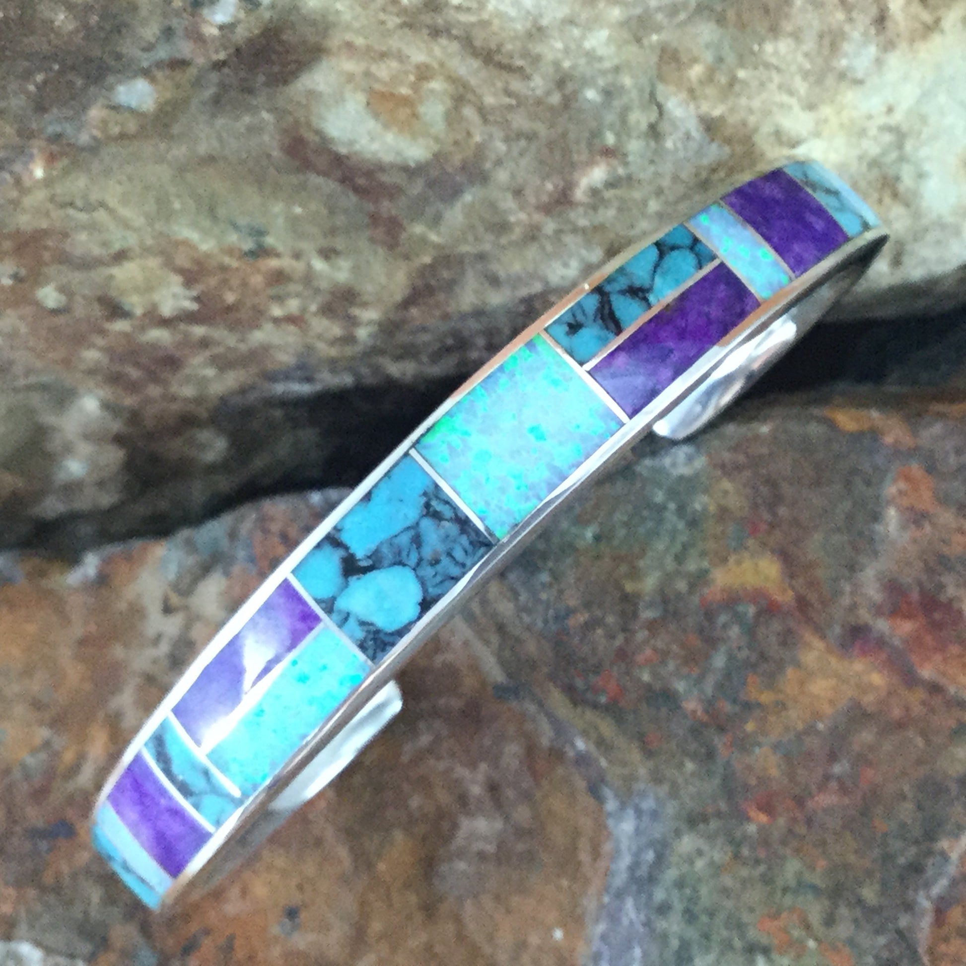 David Rosales Shalako Inlaid Sterling Silver Bracelet