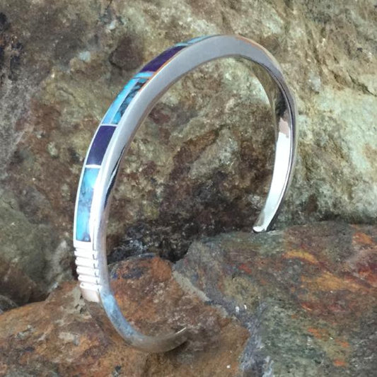 David Rosales Shalako Inlaid Sterling Silver Bracelet