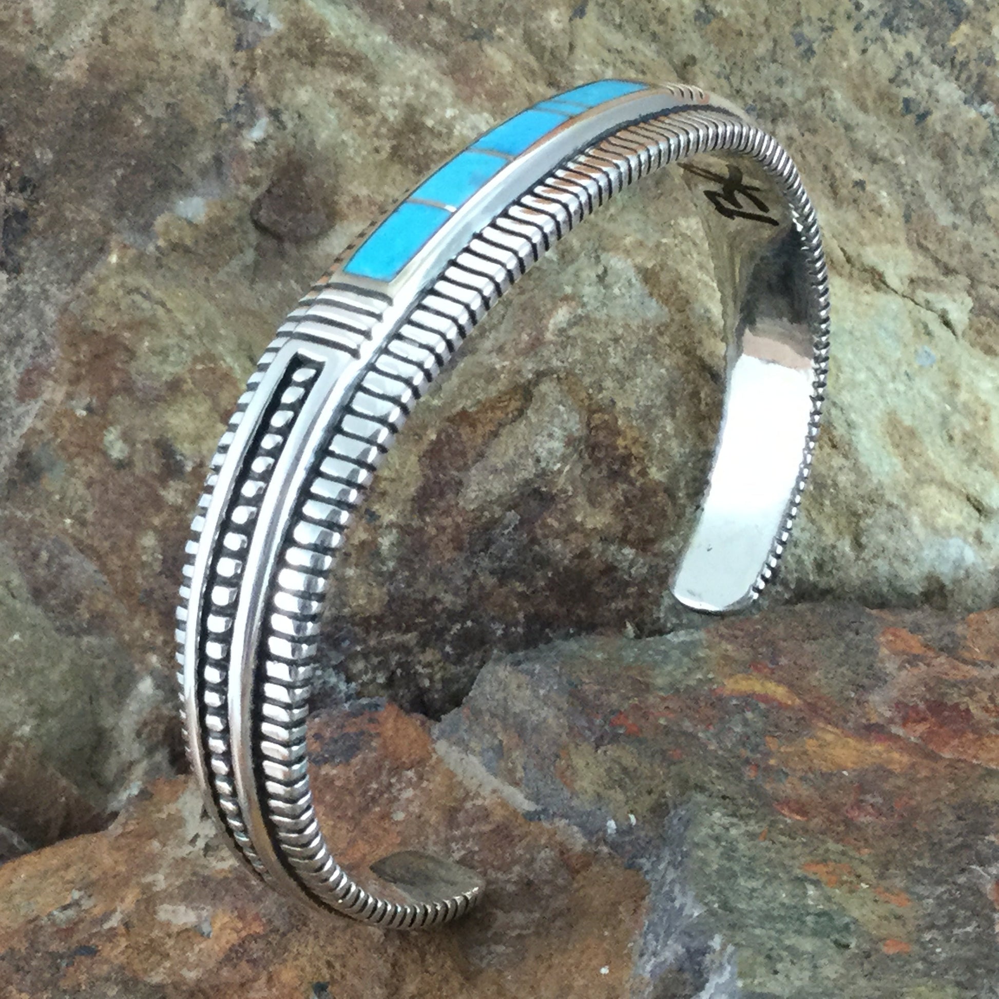 Arizona Blue Inlaid Sterling Silver Bracelet