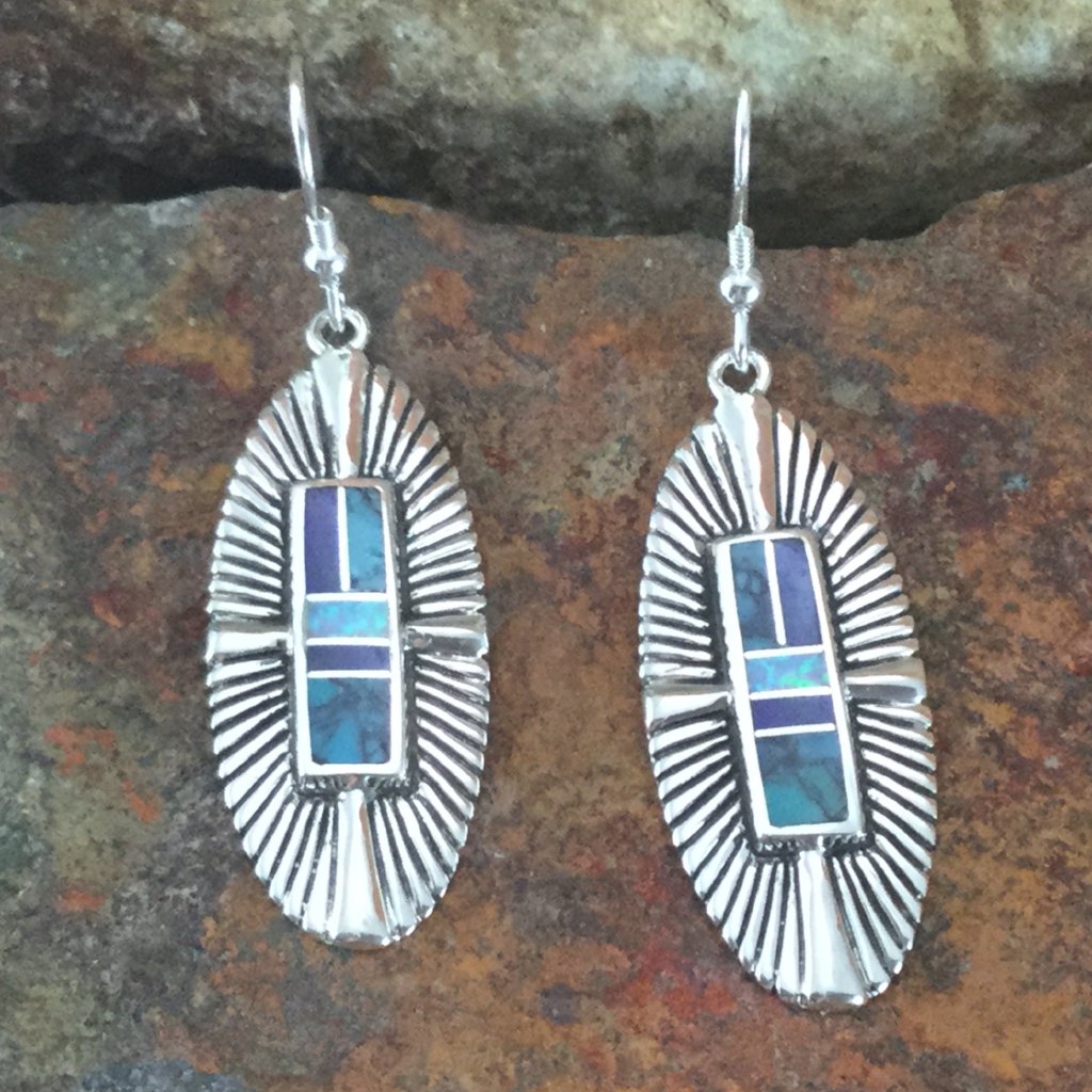 David Rosales Shalako Inlaid Sterling Silver Earrings