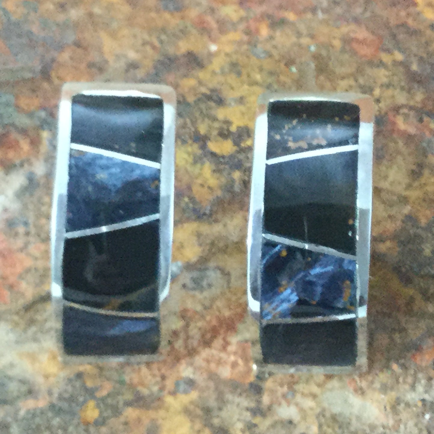 David Rosales Pietersite Inlaid Sterling Silver Earrings