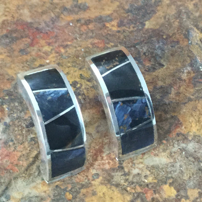 David Rosales Pietersite Inlaid Sterling Silver Earrings