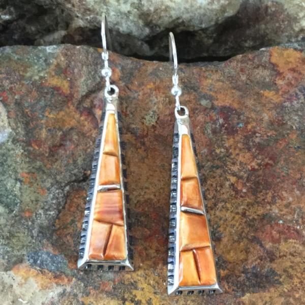 David Rosales Desert Fire Cobble Inlaid Sterling Silver Earrings