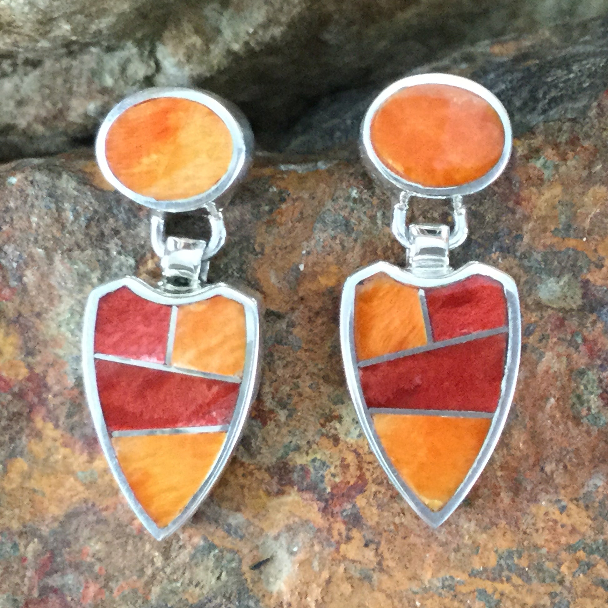 David Rosales Desert Fire Inlaid Sterling Silver Earrings