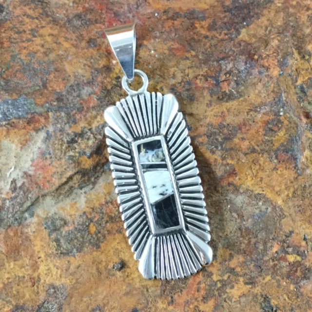 David Rosales White Buffalo Inlaid Sterling Silver Pendant