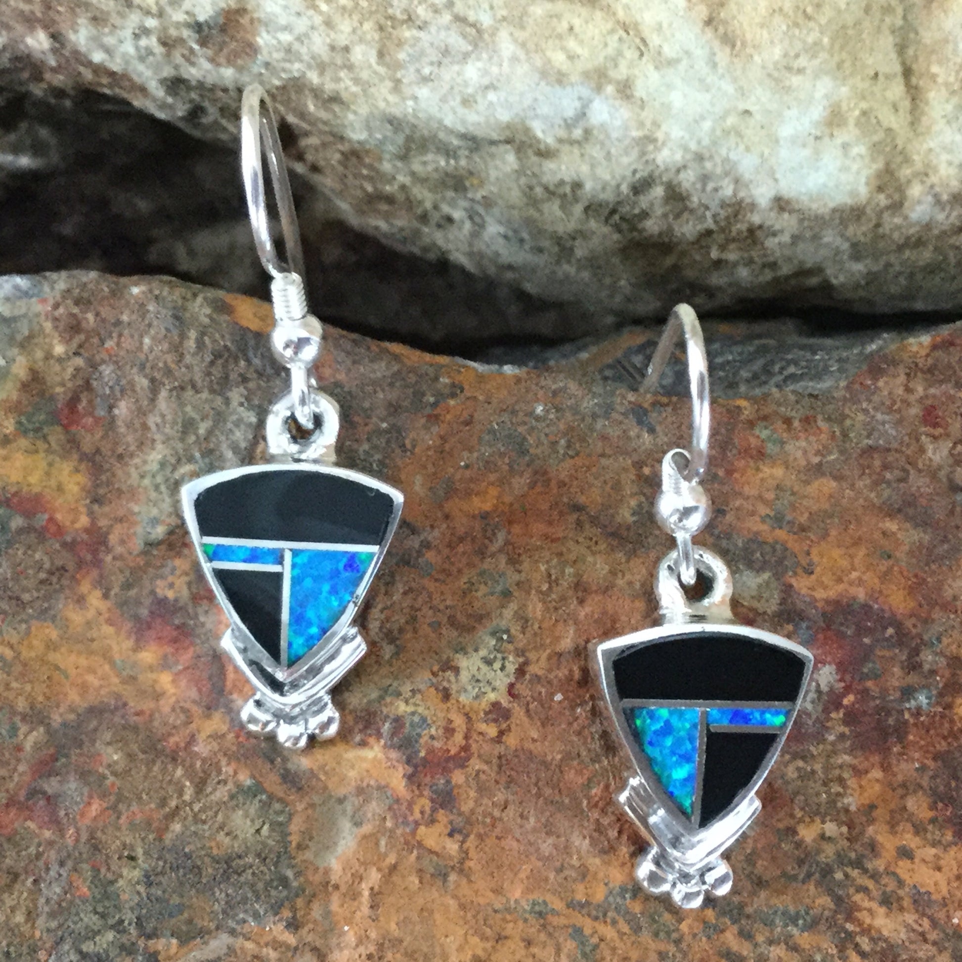 David Rosales Black Beauty Inlaid Sterling Silver Earrings