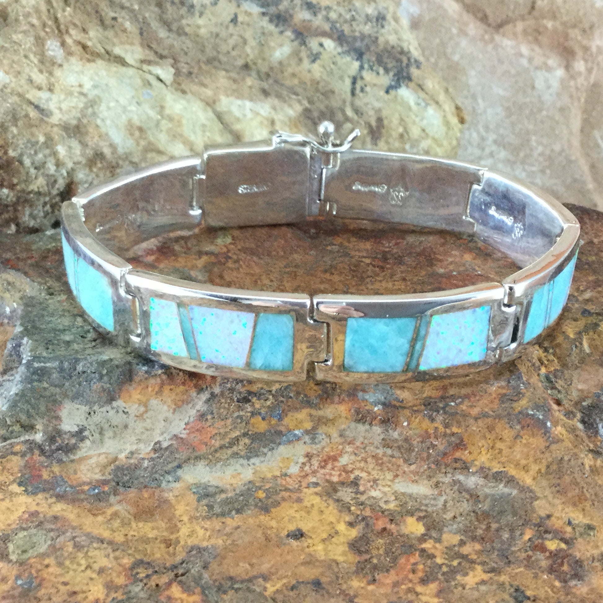 David Rosales Amazing Light Inlaid Sterling Silver Bracelet